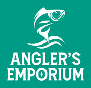 angler's emporium logo sticker in green