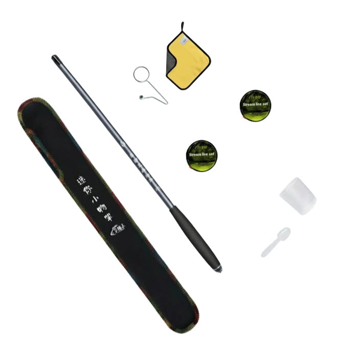 Fishing rod with accessories on a white background