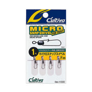 Packaging of Cultiva Micro Snap Swivel for Trout with Owner brand logo.
