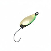 gold fishing spoon on white background