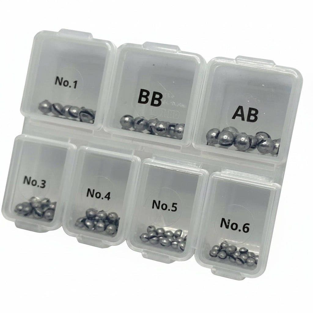 set of ninja split shot in a clear plastic box