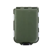 olive colored fly box with clam shape