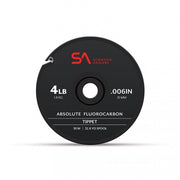 Black spool of Scientific Anglers Absolute Fluorocarbon Tippet on a white background