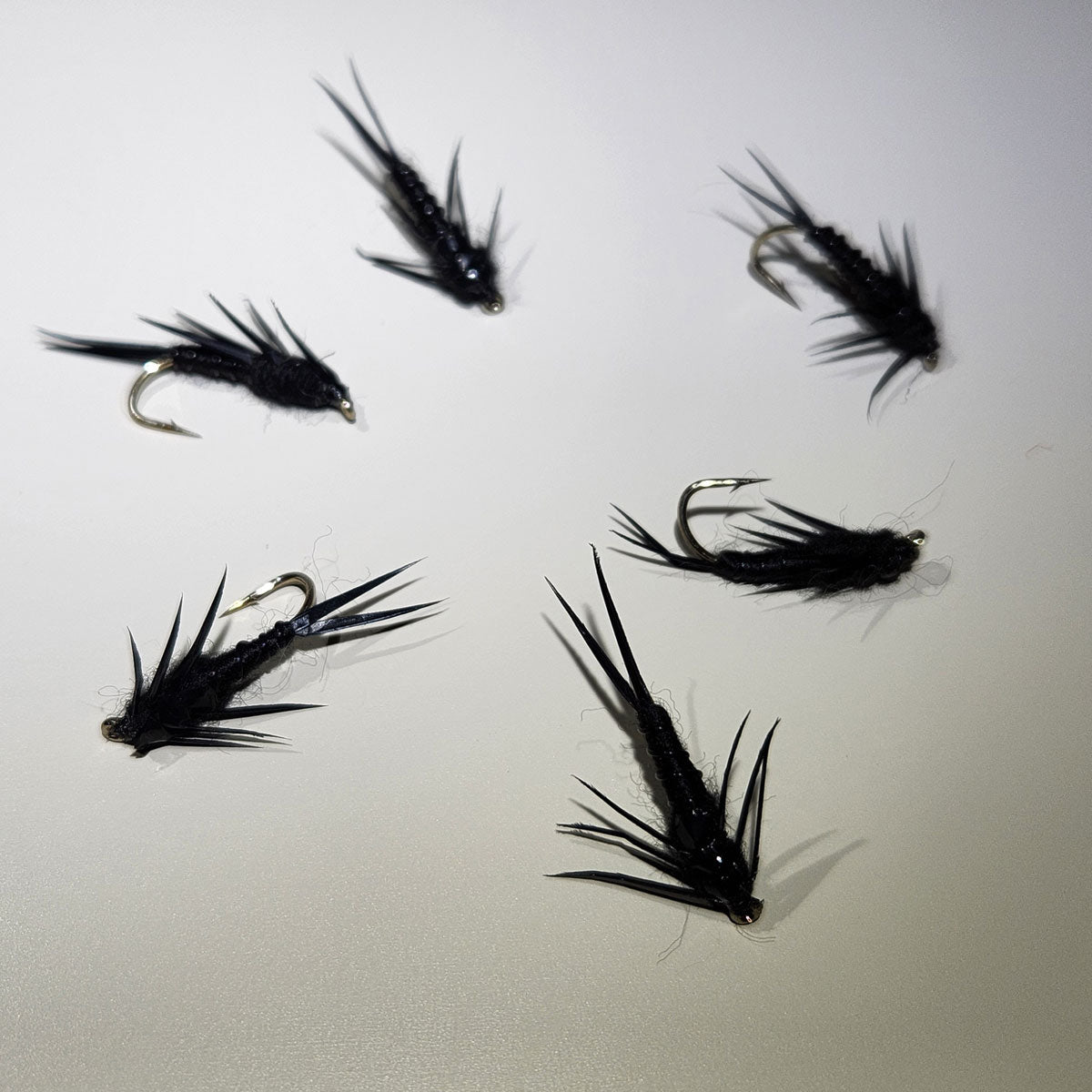 Tungsten Nymphe STONEFLY BLACK DOUBLEBEADED, 3er Set (Hakengrösse