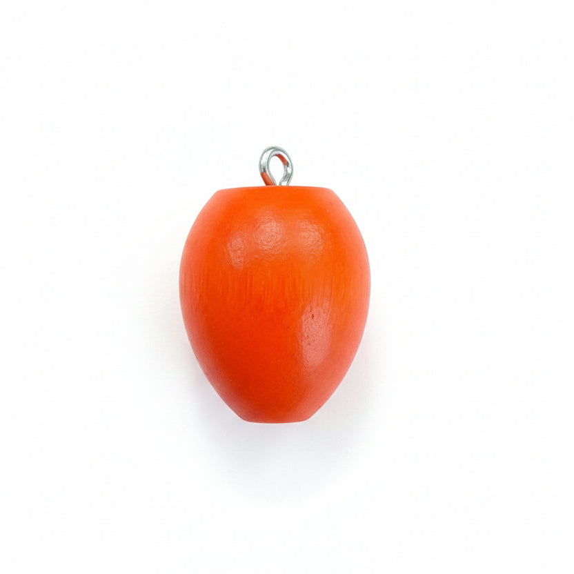 orange medium wooden egg casting bobber